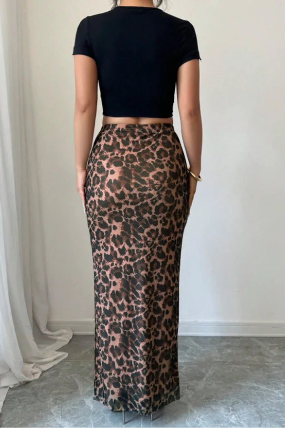 Mesh High Waist Split Casual Skirt - Image 7