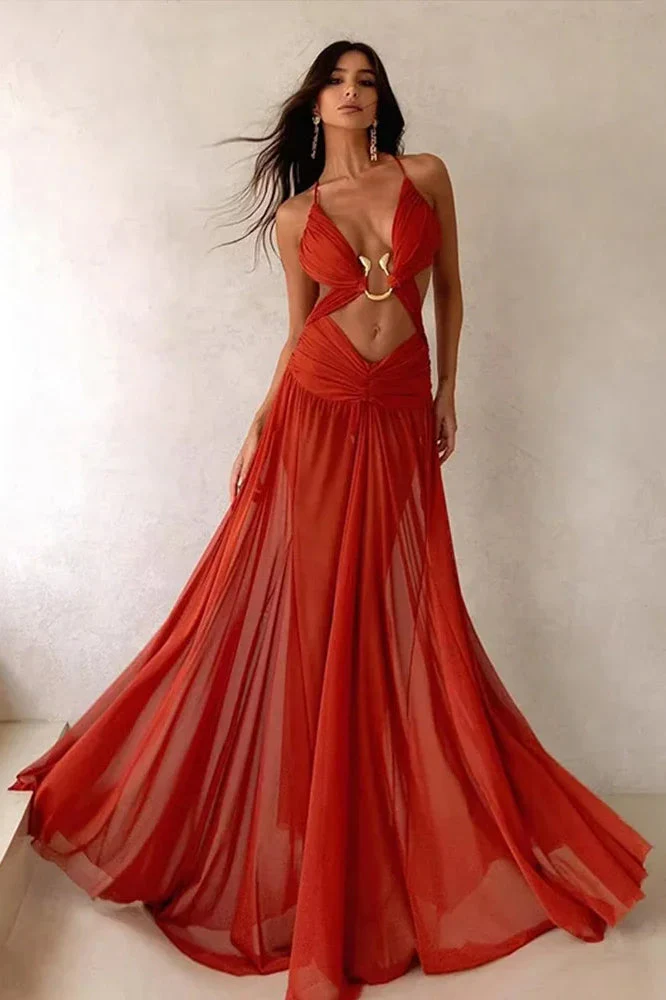 Mesh Hollow Out Boho Dress - Image 12