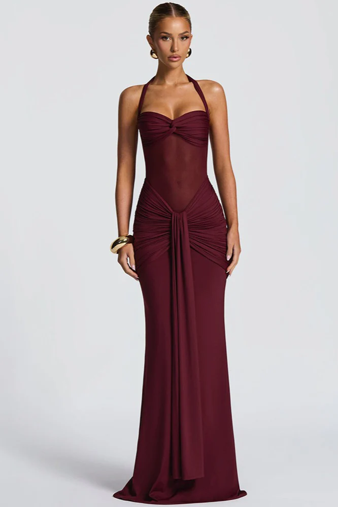 Mesh Panel Sash Maxi Dress - Image 6
