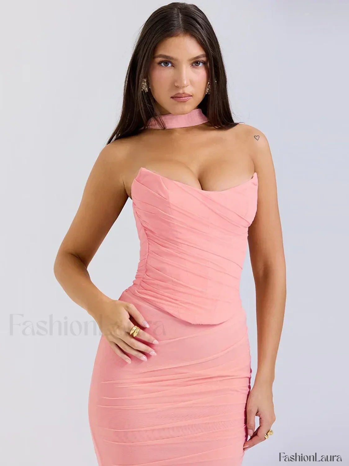Mesh Patchwork Two Piece Maxi Dress - Image 10