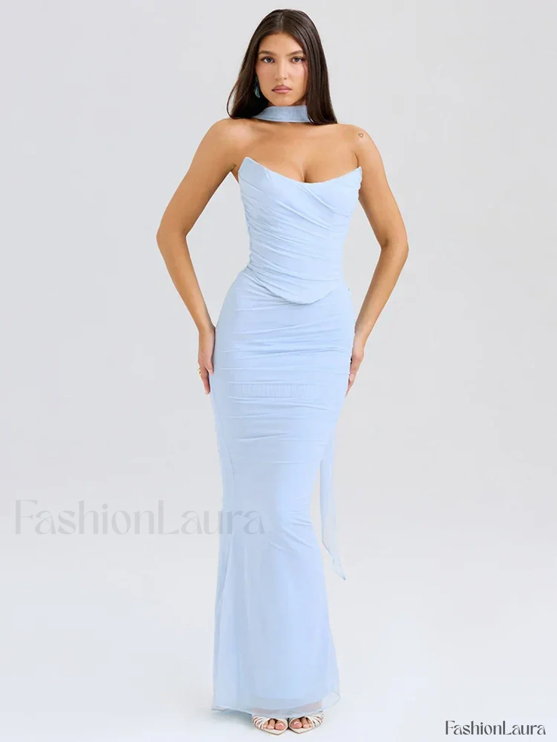 Mesh Patchwork Two Piece Maxi Dress - Image 14