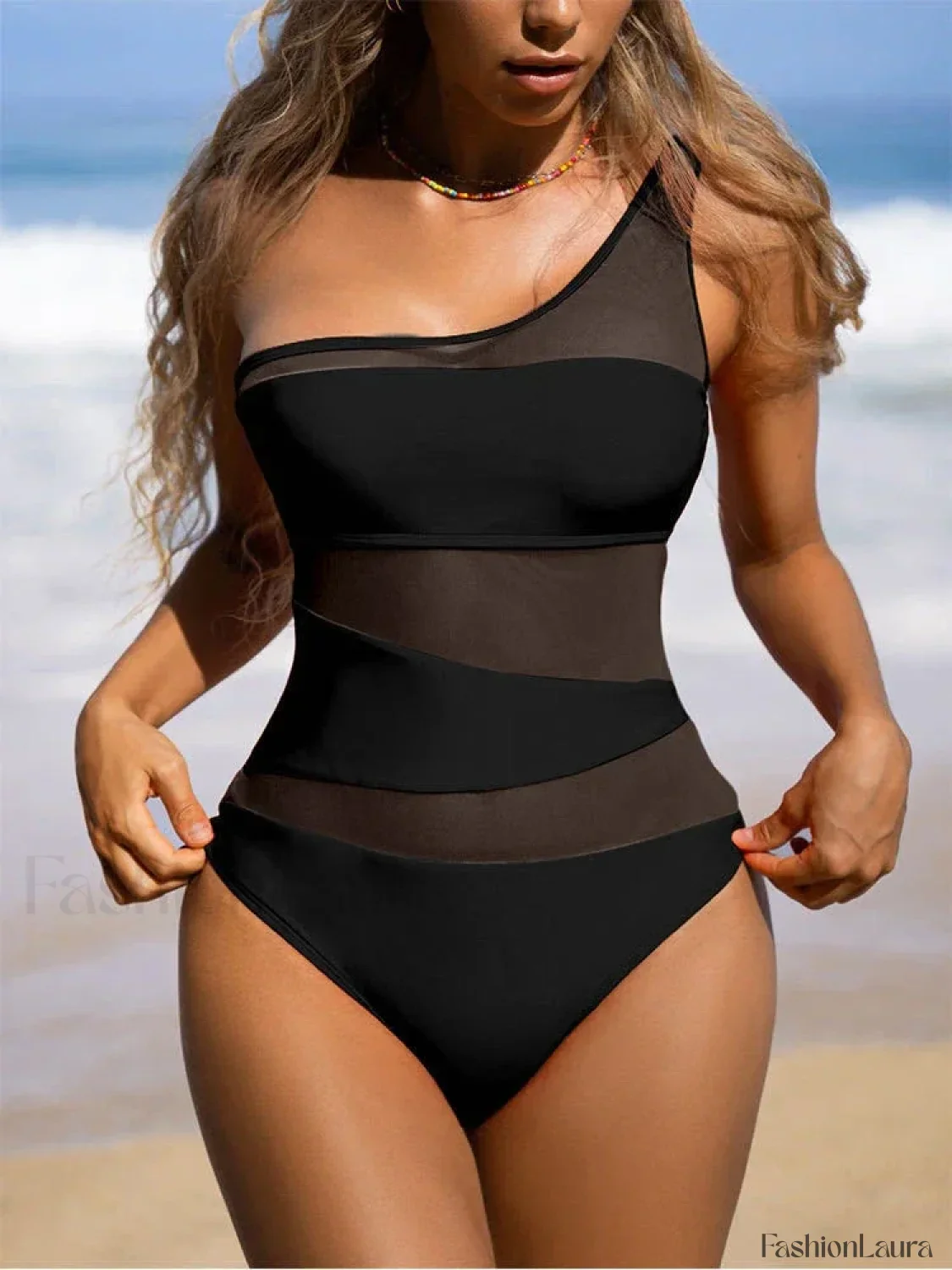 Mesh Sheer Orange One Piece - Image 10