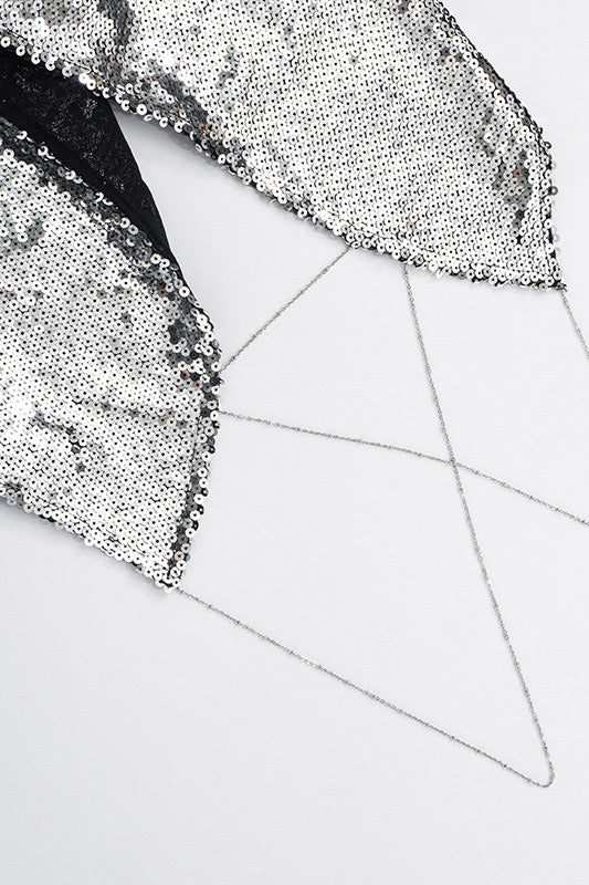 Metal Sequin Chain Backless Crop Top - Image 7