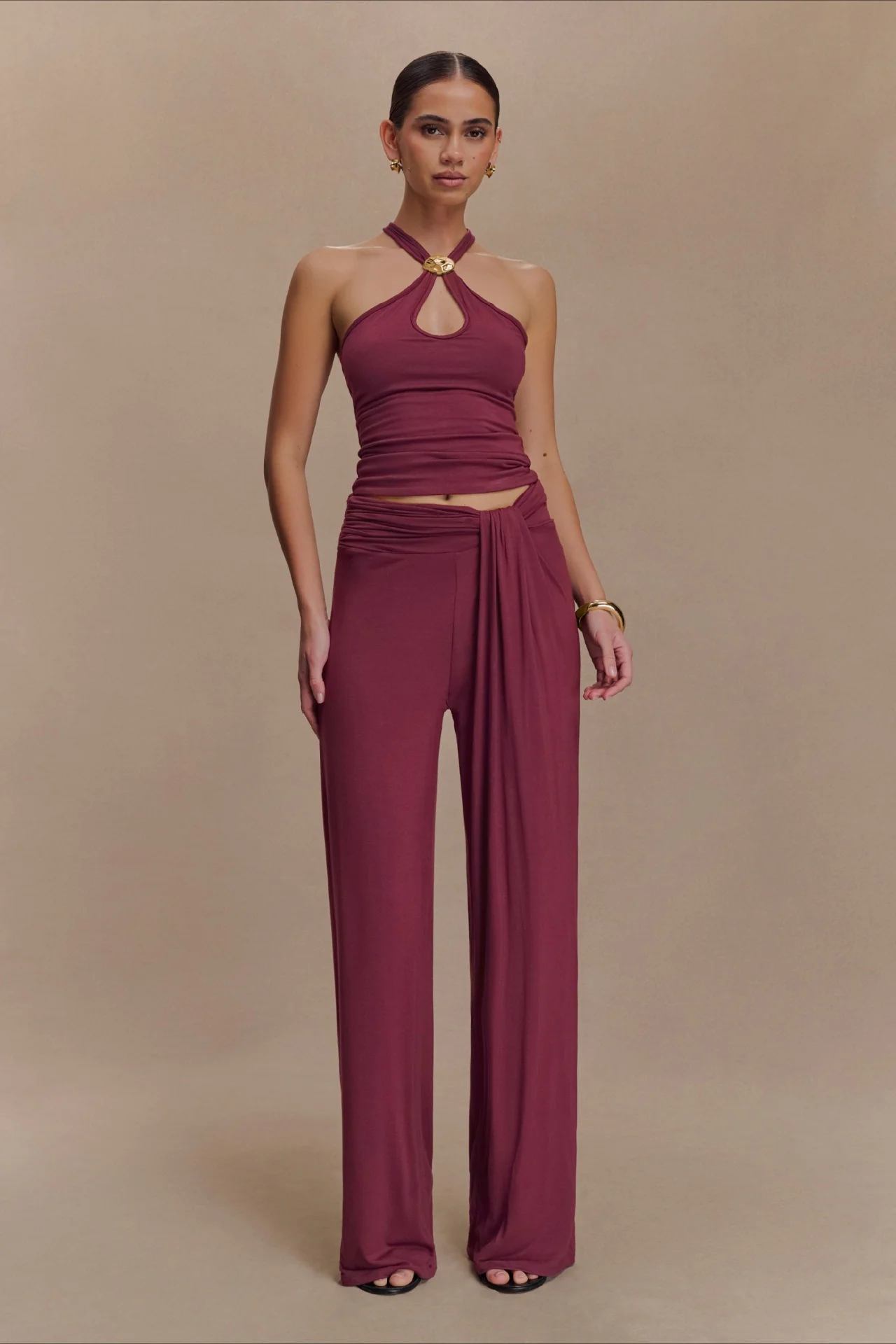 Metal Trim Halter Cutout Chic Halter Top - Image 11