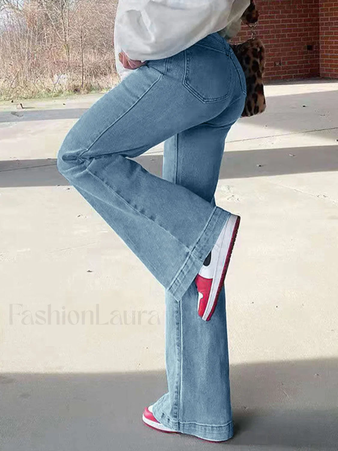 Mid Waist Washed Boyfriend Jeans - Image 3