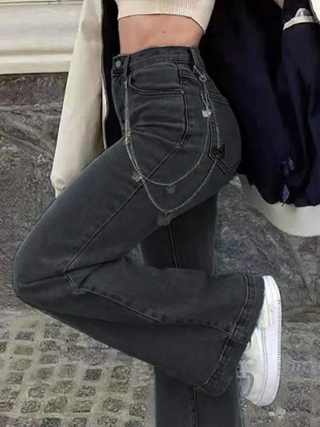 Mid Waist Washed Boyfriend Jeans - Image 9