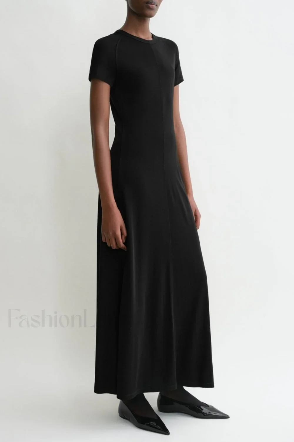 Minimalist A-Line Round Neck Short Sleeve Work Dress - Image 8