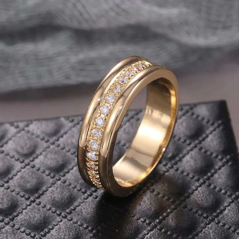 Minimalist Gold Tone Brass Plated Stackable Ring - Image 3