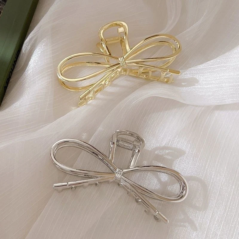 Minimalist Metal Bow Design Hair Claw - Image 2