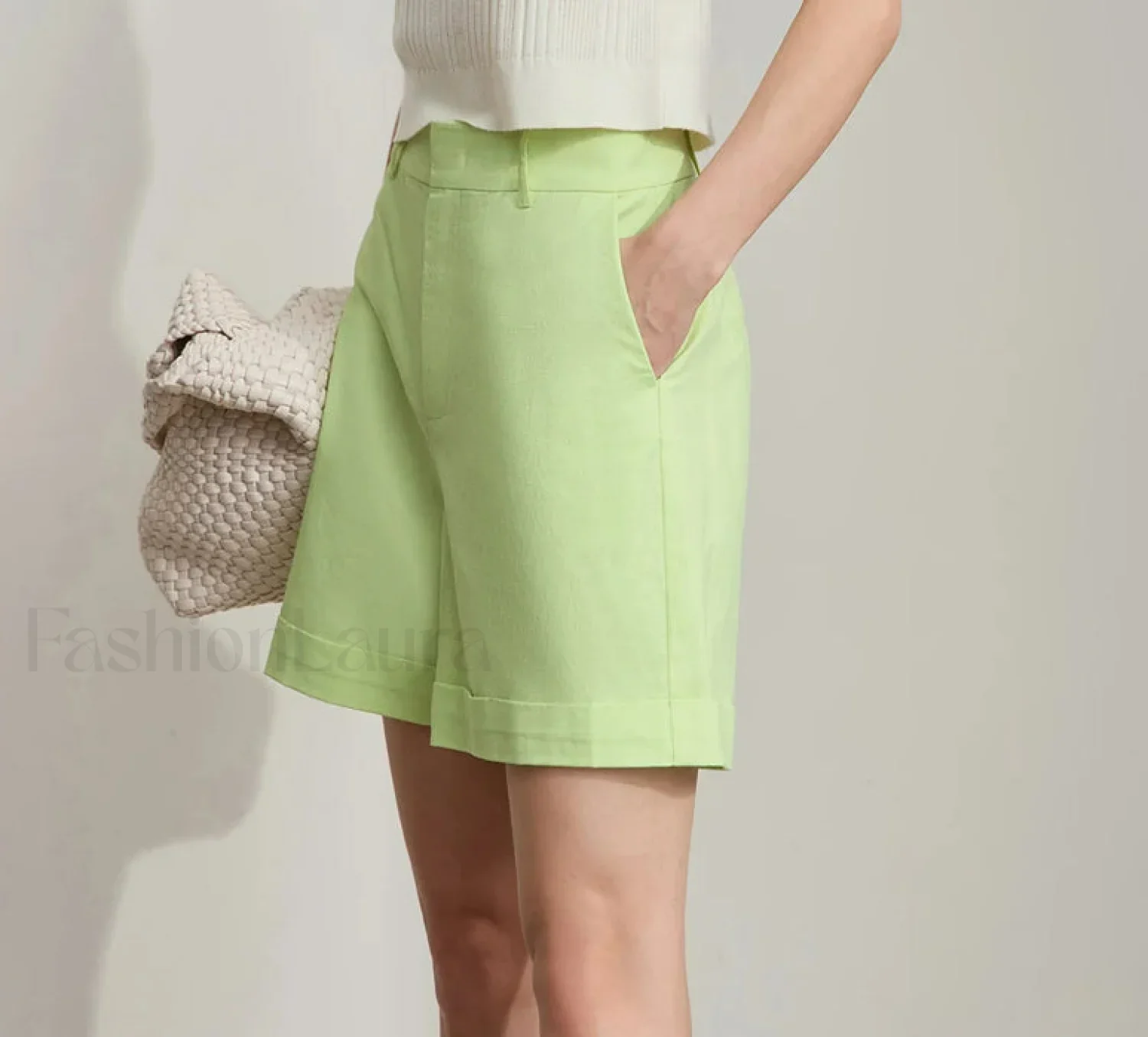 Minimalist Summer Casual Loose Cotton Linen Cuffed Short - Image 2