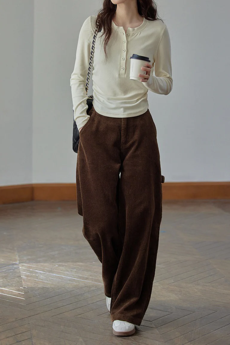 Mocha Brown Brushed Slim Fit Long Sleeve Tee - Image 4