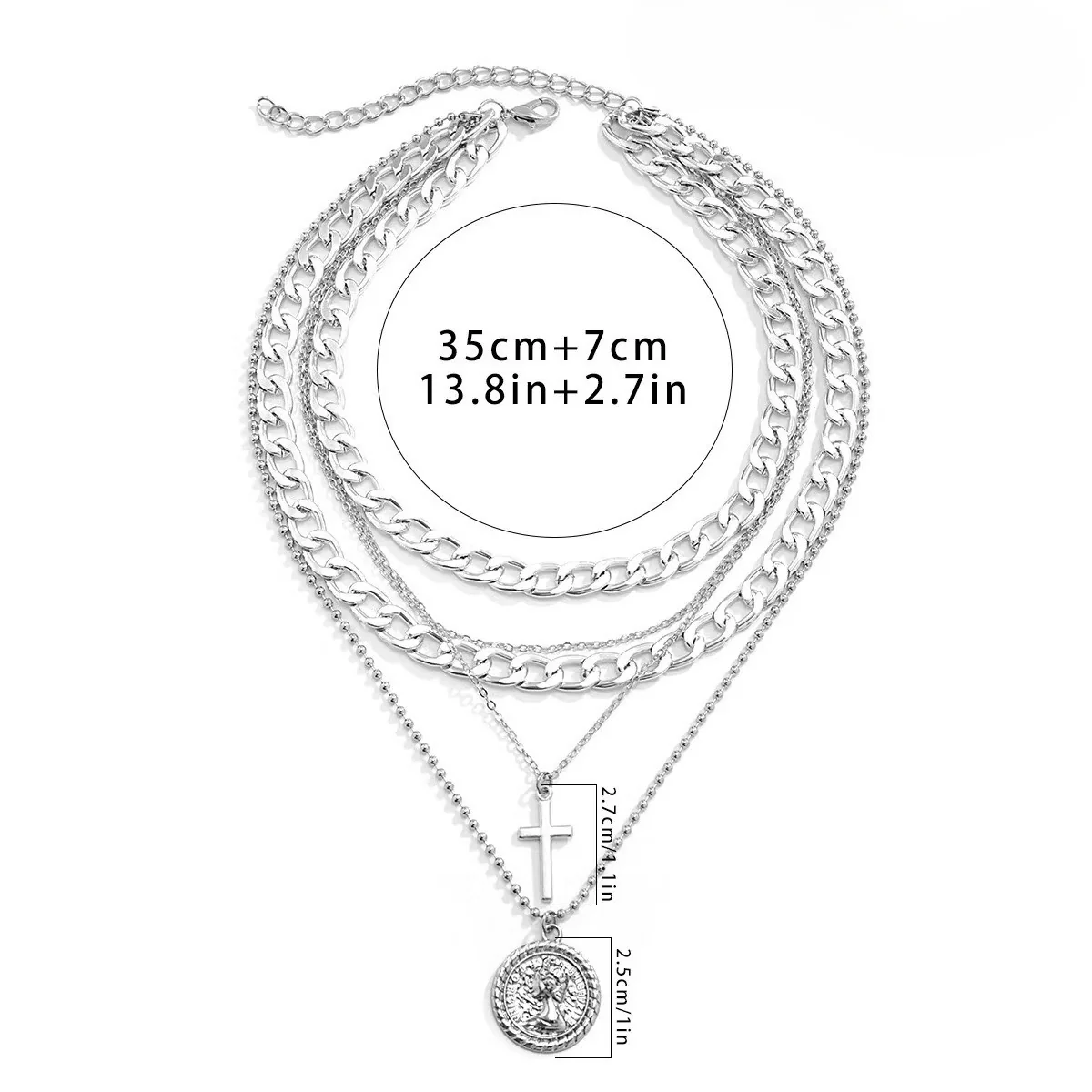 Multi Layer Cross Pendant Gothic Necklace - Image 7