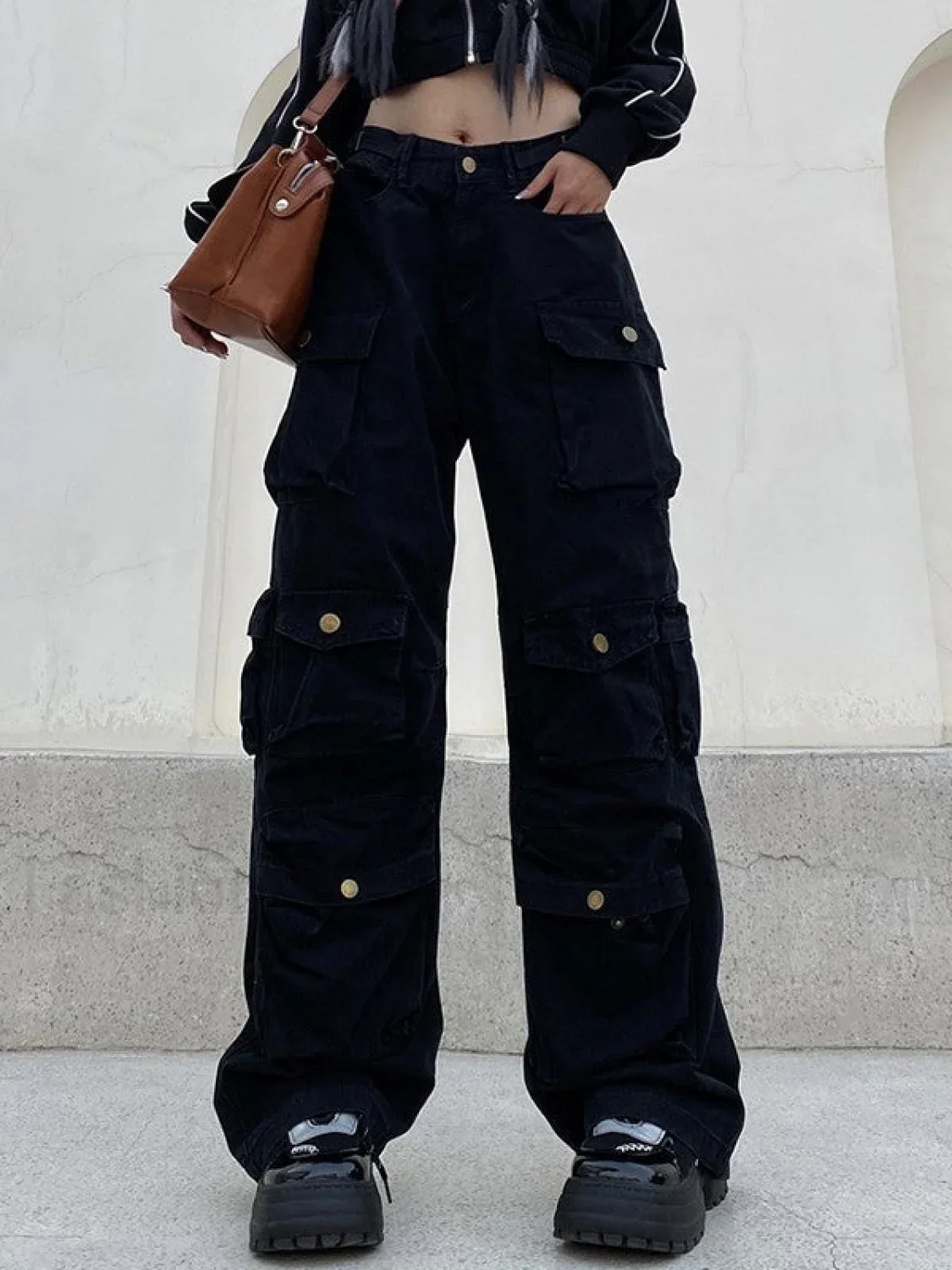 Multi Pockets Vintage Baggy Cargo Jeans - Image 4
