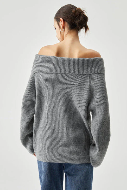 Off Shoulder Knit Pullover Sweater - Image 6