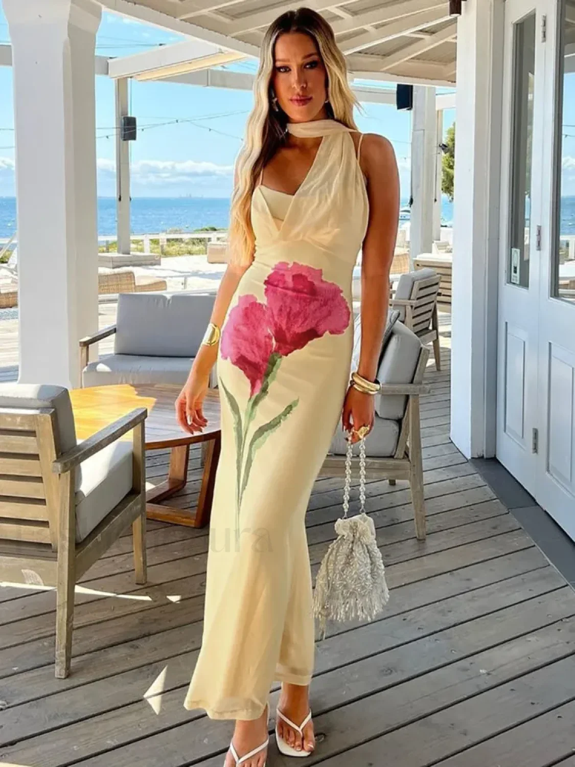 Off Shoulder Print Maxi Dress - Image 8