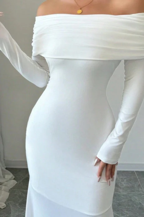Off Shoulder Ruched Bodycon Formal Dress - Image 3