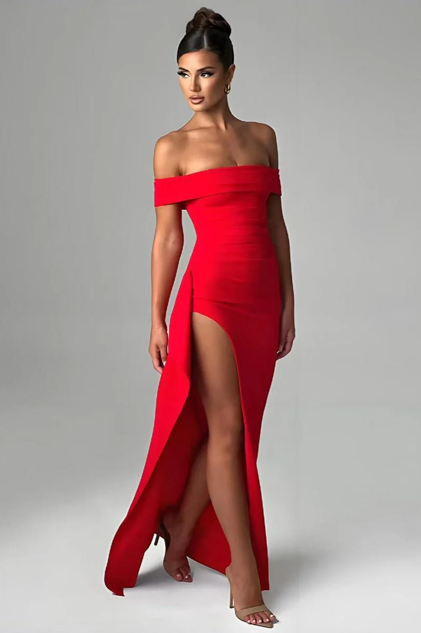 Off Shoulder Slit Party Formal Dress - Image 11