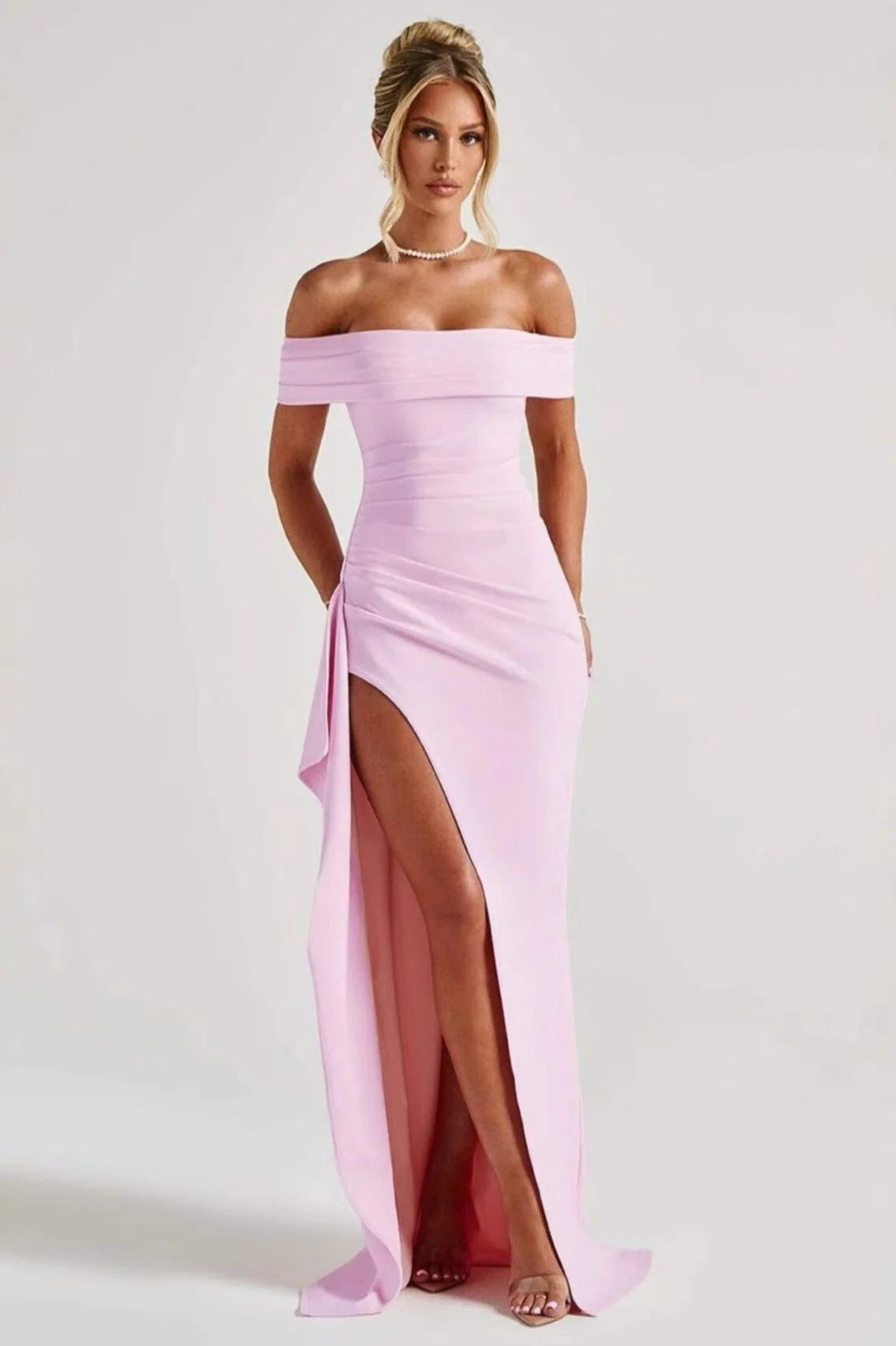 Off Shoulder Slit Party Formal Dress - Image 2