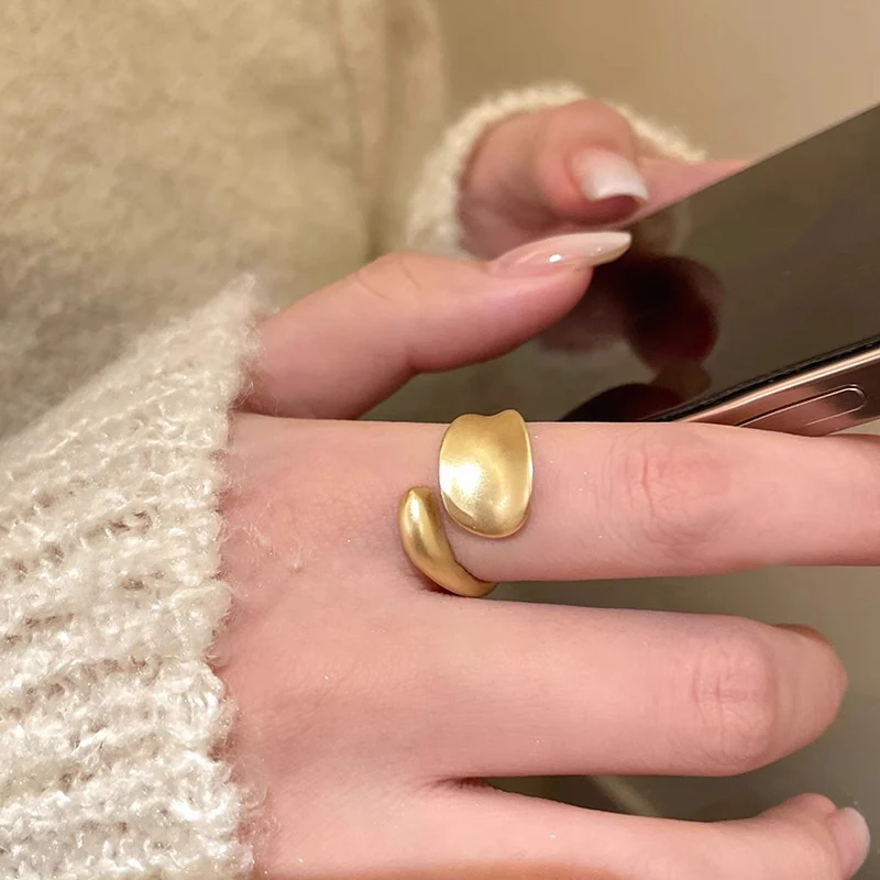 Open Irregular Ring Matte Gold Knuckle Ring - Image 2