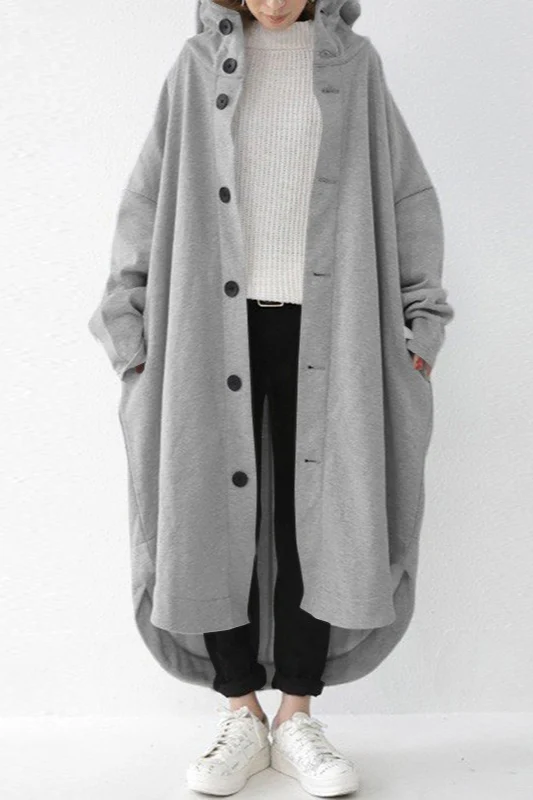 Oversized Hooded Long Overcoat