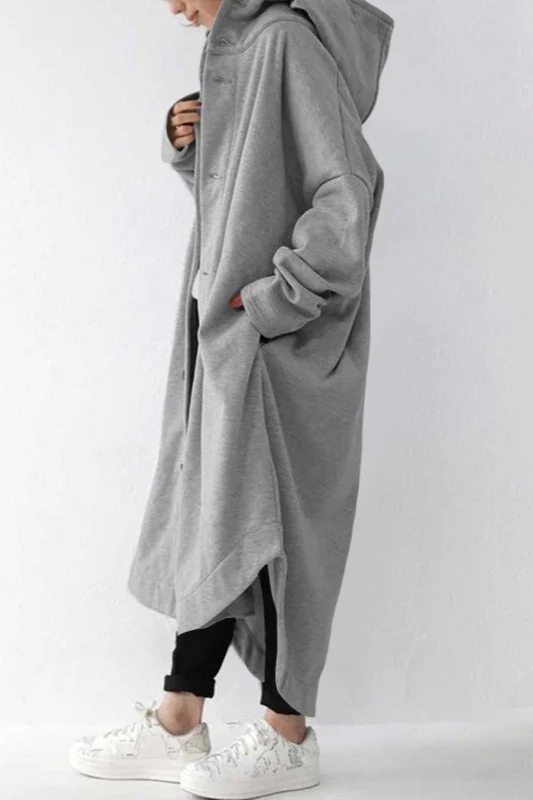 Oversized Hooded Long Overcoat - Image 2