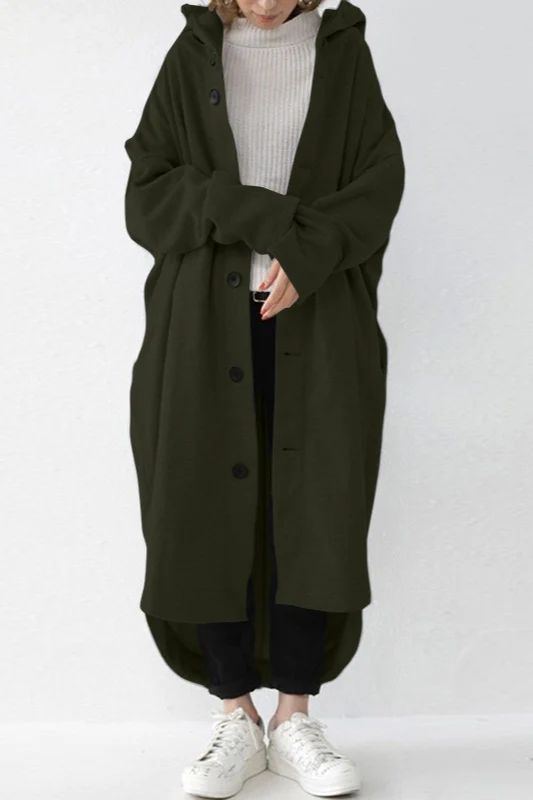 Oversized Hooded Long Overcoat - Image 3