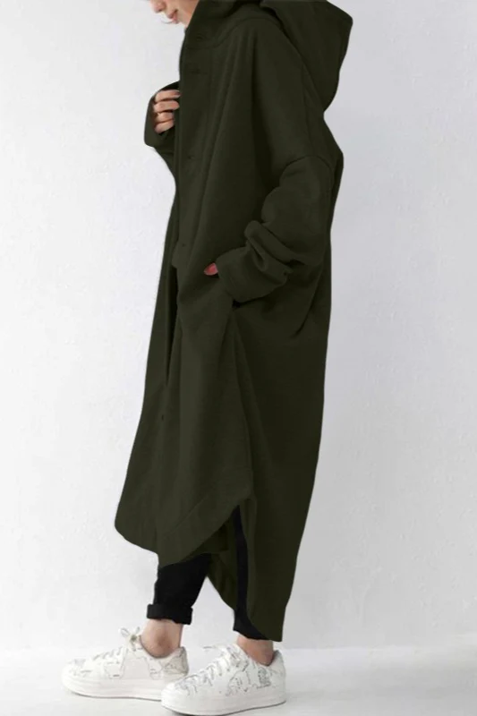 Oversized Hooded Long Overcoat - Image 4