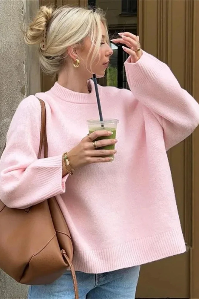 Oversized Long Sleeve Pullover Sweater - Image 2
