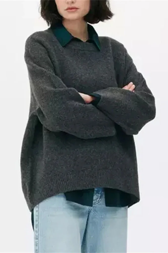 Oversized Long Sleeve Pullover Sweater - Image 4