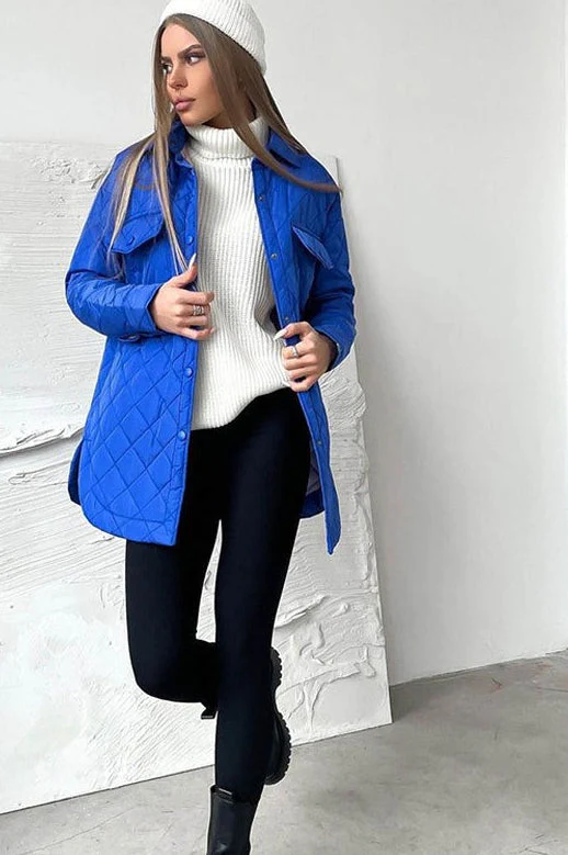 Oversized Longline Diamond Quilted Puffer Jacket - Image 4