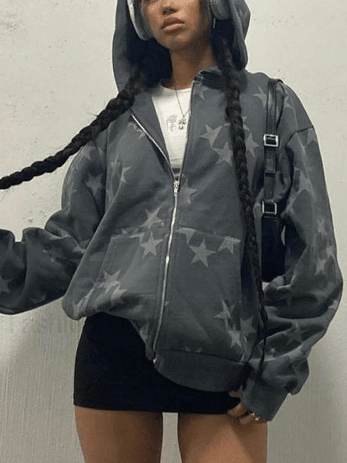 Star Print Zip Up Hoodie - Image 12