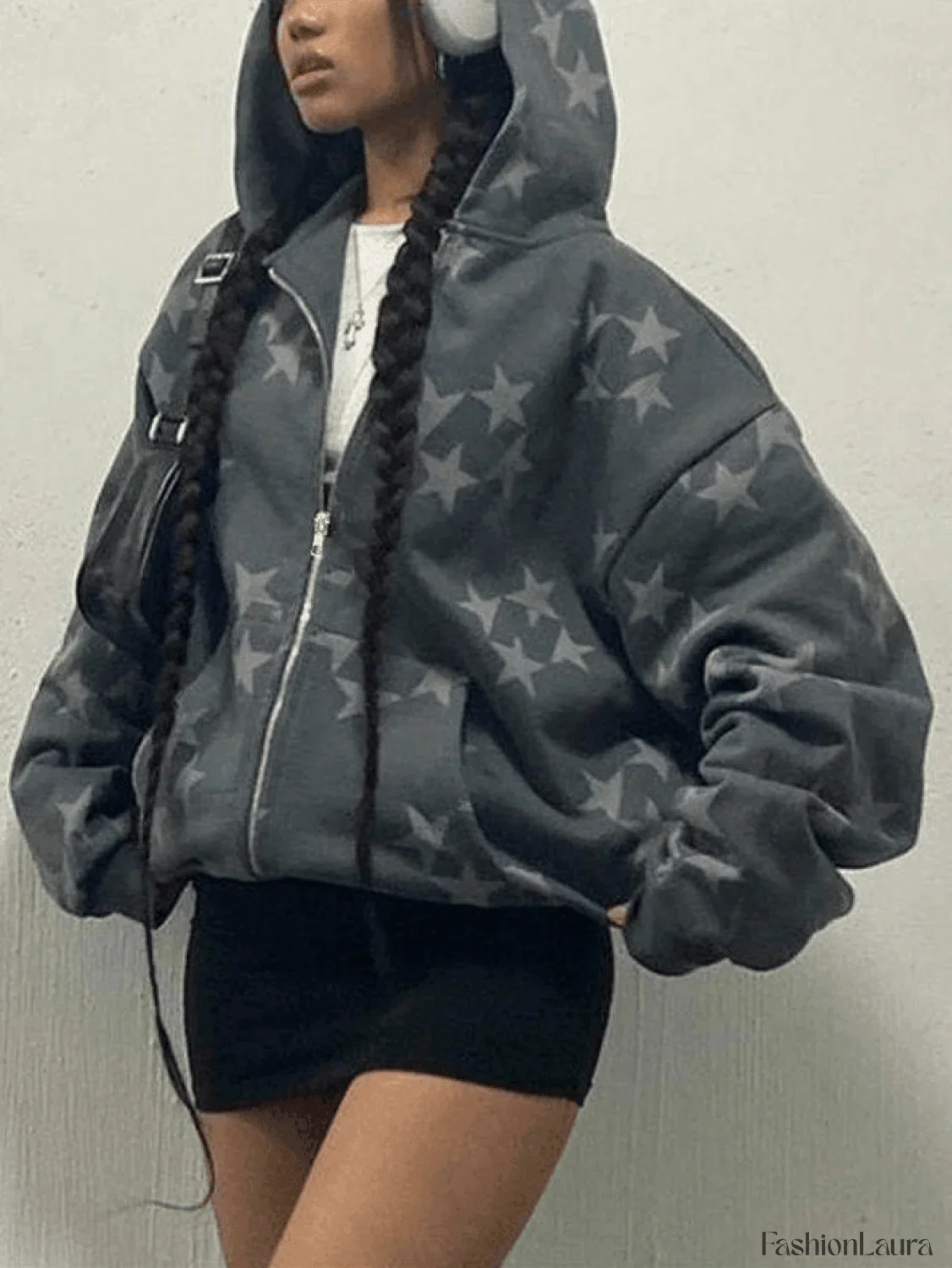 Star Print Zip Up Hoodie - Image 16