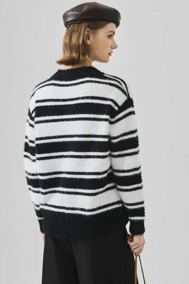 Oversized Striped V-Neck Sweater - Image 10