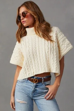 Oversized Turtleneck Pullover Sweater - Image 3