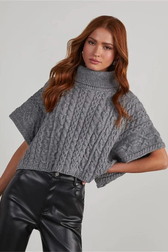 Oversized Turtleneck Pullover Sweater - Image 7