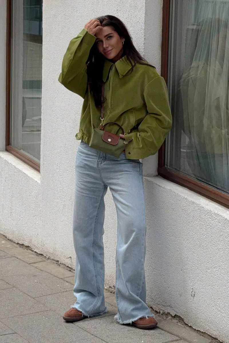 Oversized Velvet Baseball Style Jacket - Image 6