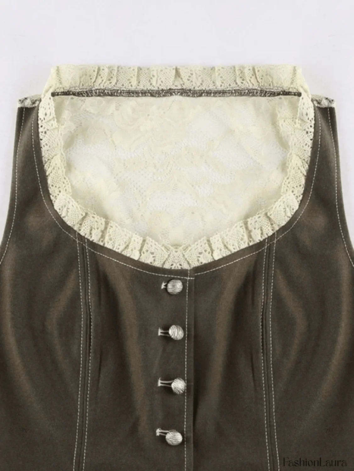 Paneled Lace Button Front Corset Top - Image 14