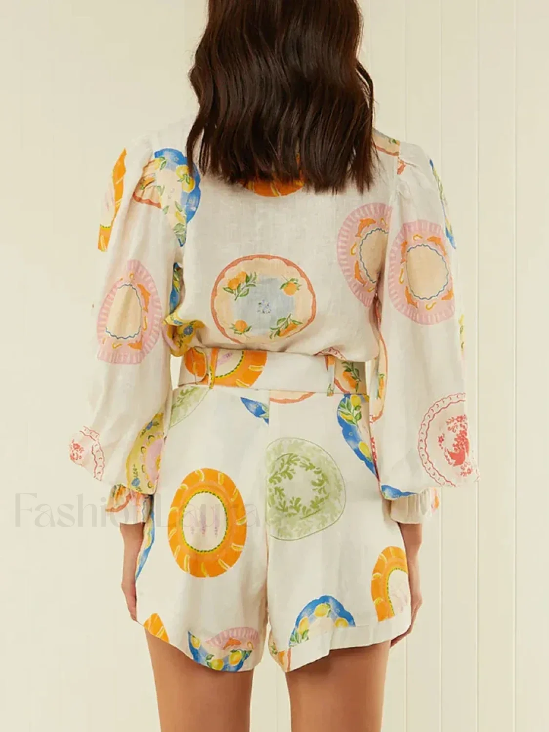 Patchwork Belt Lantern Shorts Two Piece Set - Image 4