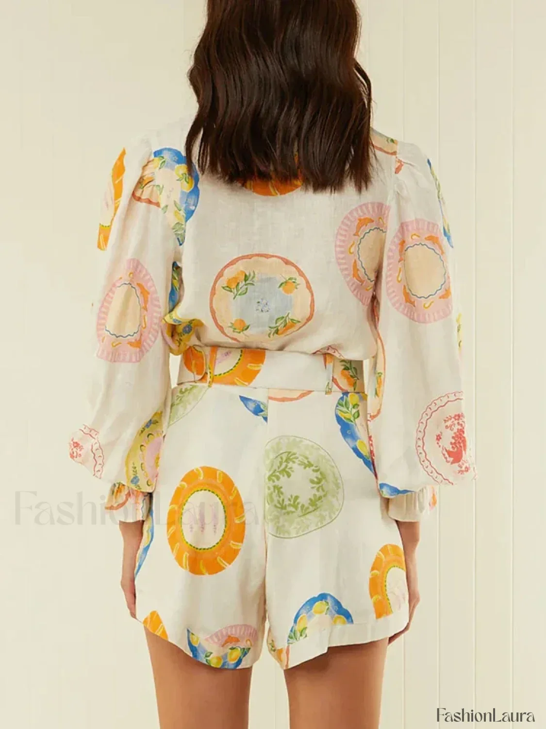 Patchwork Belt Lantern Shorts Two Piece Set - Image 7