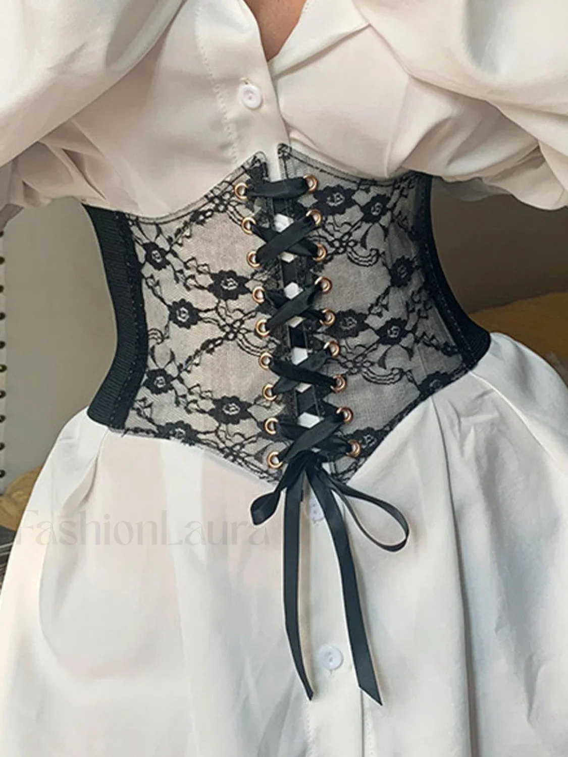 Patchwork Lace Corset Top - Image 14