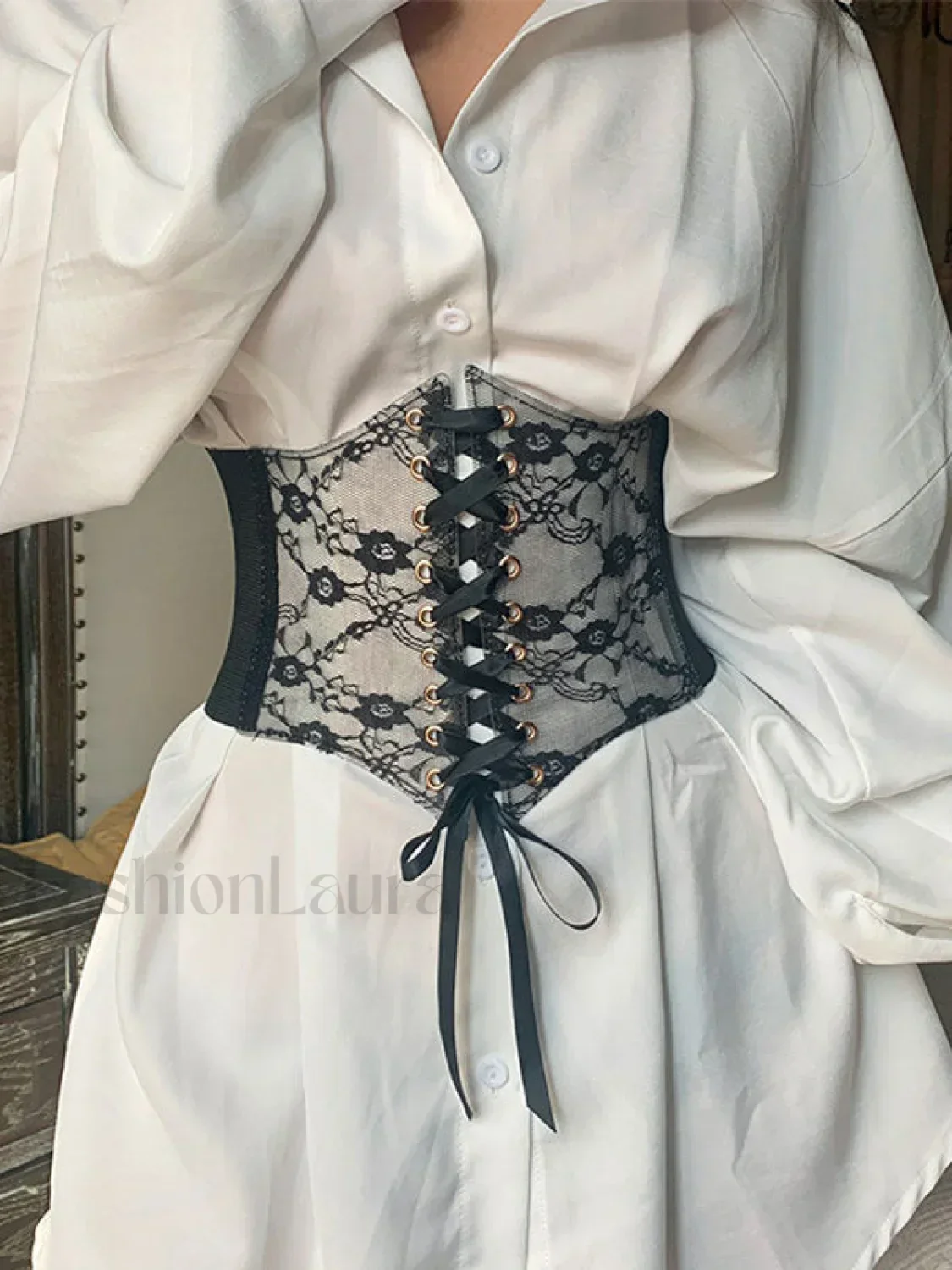 Patchwork Lace Corset Top - Image 3