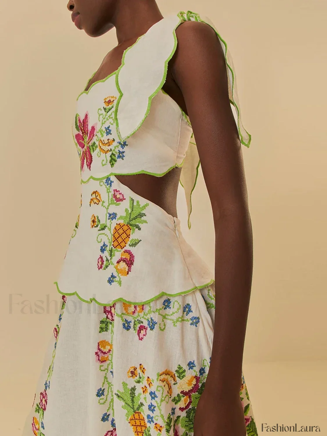 Patchwork Square-Collar Boho Dress - Image 6