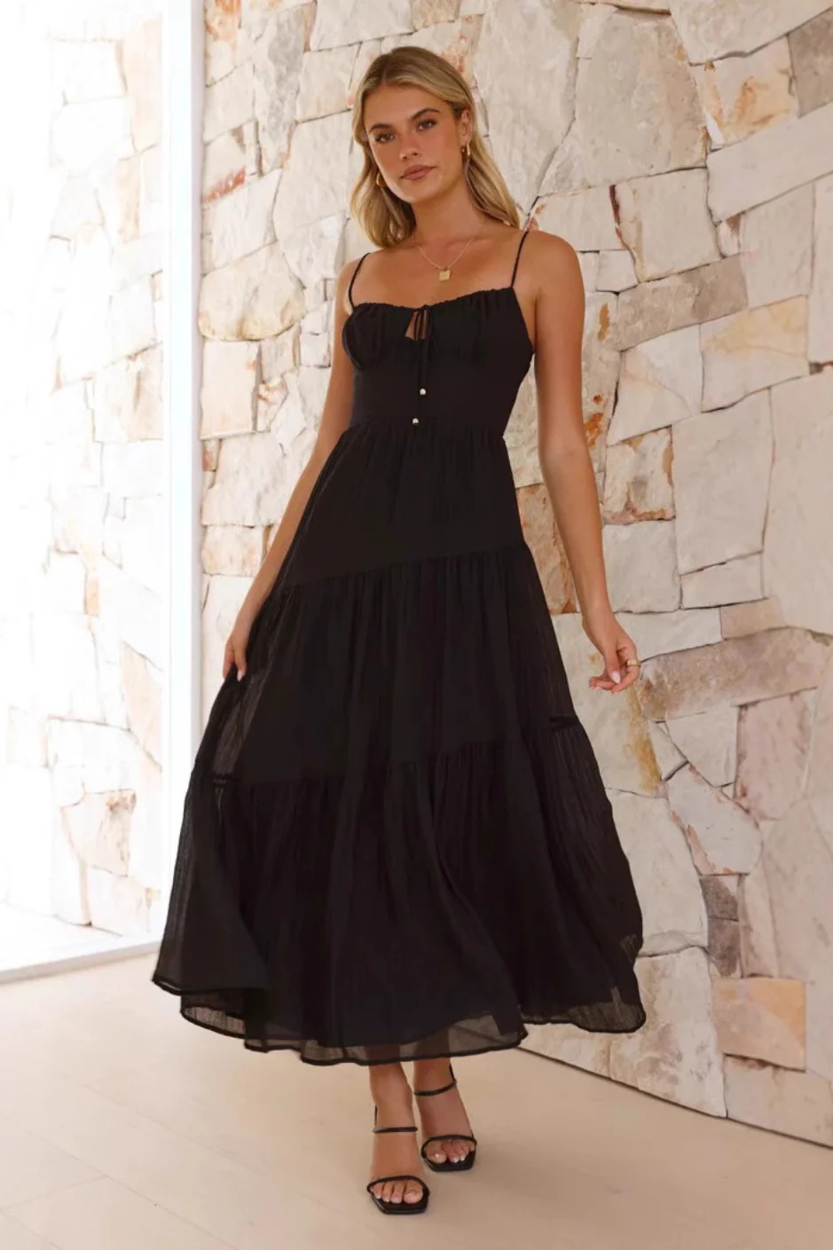 Patchwork Tie Back Flowy Boho Dress - Image 5