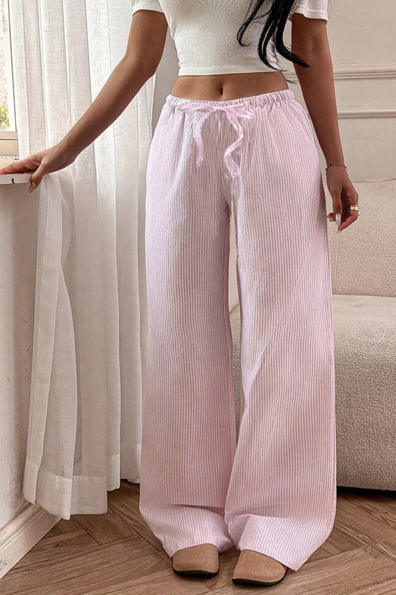 Pink Casual Wide Leg Knit Pants - Image 3