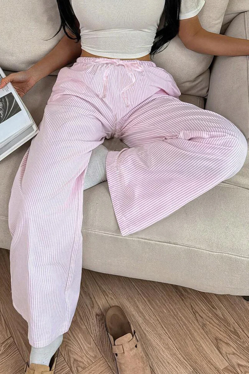Pink Casual Wide Leg Knit Pants - Image 4