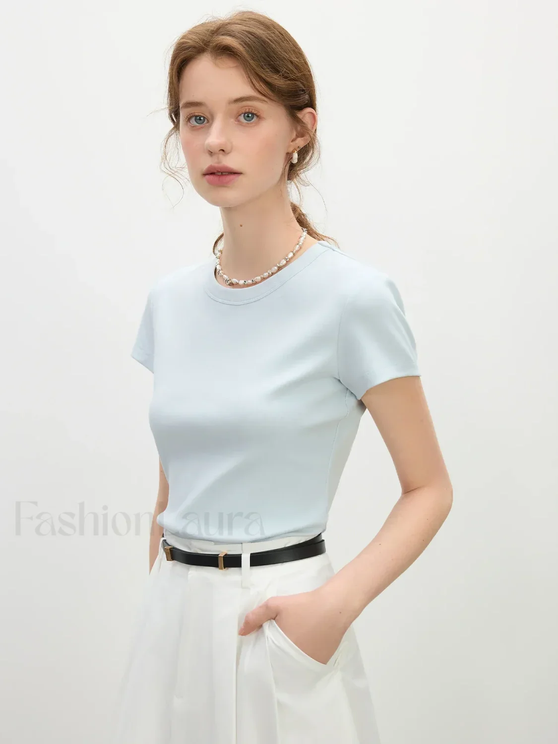 Pink Minimalist Slim Fit T-Shirt - Image 2