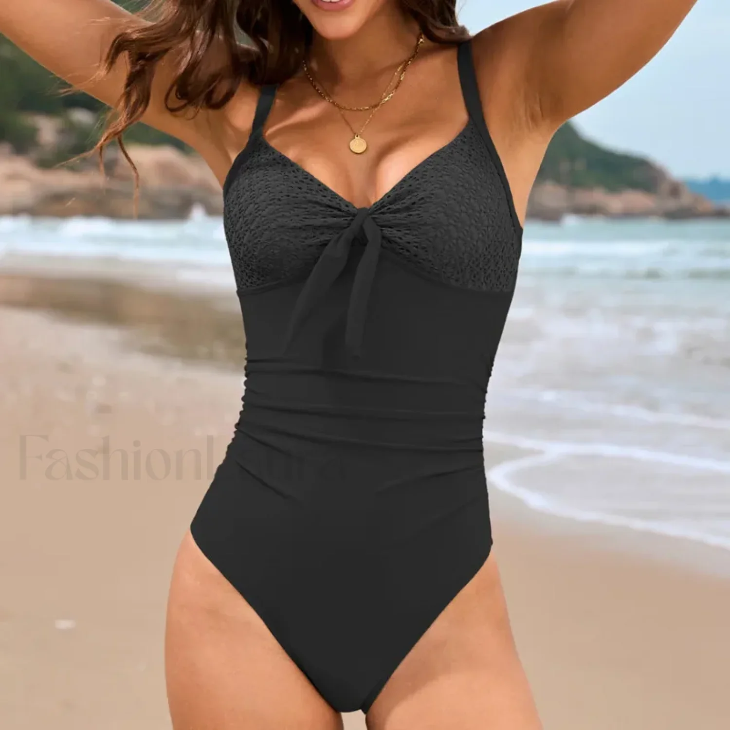 Pink Push Up Closed Swimwear One Piece - Image 7