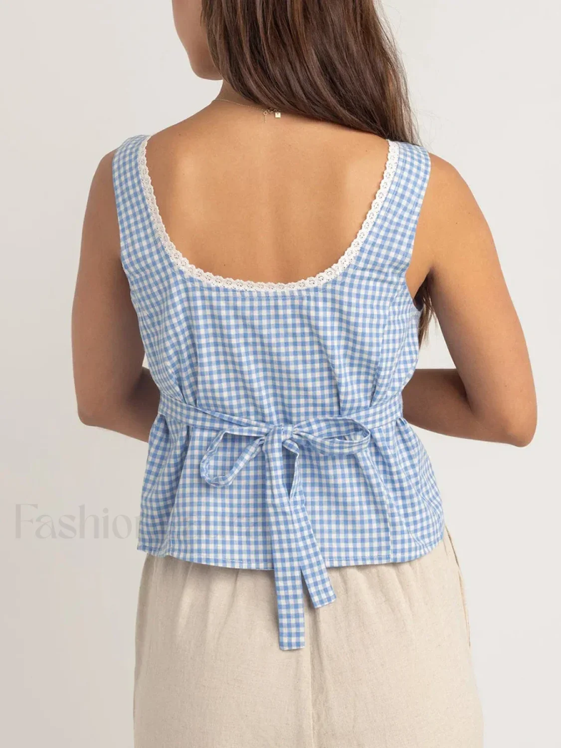 Plaid Button-Up Scoop Crop Top - Image 11