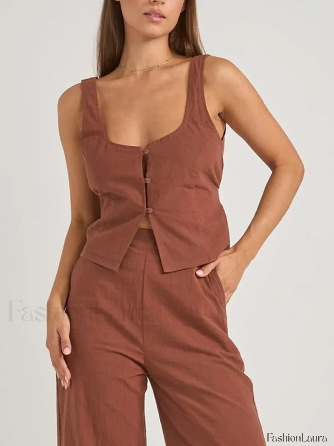 Plaid Button-Up Scoop Crop Top - Image 13