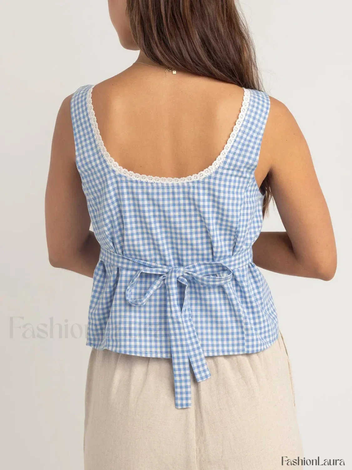 Plaid Button-Up Scoop Crop Top - Image 17